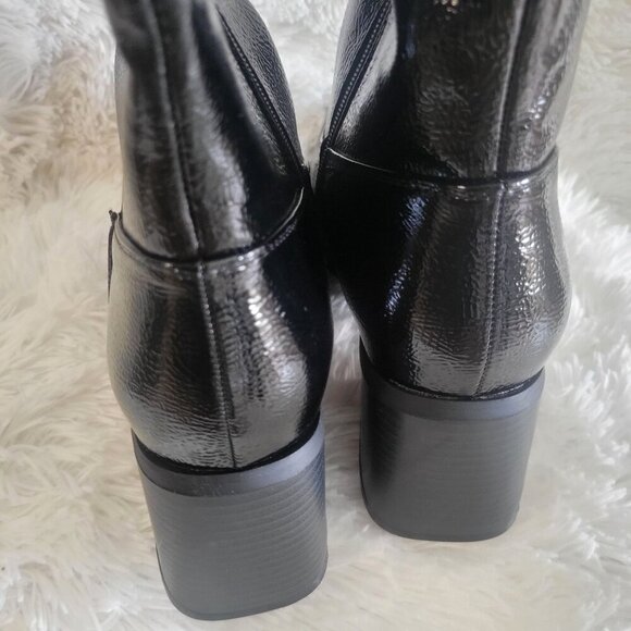 Comfort Est. 1946 Glossy Black Patent Knee-High Boots Block Heel US 9 Wide Fit - Picture 7 of 10